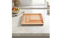 3 Pieces Natural Educational Tray with Handles Rectangular Wooden Tray with Handles Shallow Smooth for Teachers