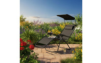 Foldable Lounge Chair with Canopy Space Saving Camping Lounge Chair No Assembly Seating Furniture Adjustable Recline for Office Workers, Rest Time, Indoor