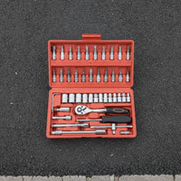 Socket Wrench Set 46-Piece Ratchet and Socket Set 72-Tooth Mechanics Tools Kit for Amateur Mechanics, Vehicle Owners, Motorcycle Maintenance, Garage