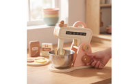 Wooden Kitchen Appliance Set Mixer with Accessories Realistic Wooden Mixer Set Interactive Playset for Daycare