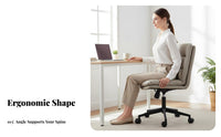 Height Adjustable Upholstered rotating Chair Ergonomic Design Upholstered wheeled Chair Support Computer Seat Minimalist design for Home Workers, Students, Study Room, Dormitory, Bedroom, Small Spaces