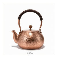Curved Spout Copper Tea Kettle Wrapped Handle Tea Kettle with Lid Large Capacity Handmade for Hosts, Kitchen