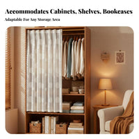 Toolcostless Installation DrillcostlessNo-Drill Shelf Fixture Hides Clutter Tension Rod particle Screen Easy to Install Cabinet Curtain adaptable for Apartment Dwellers, property owners, Wardrobe, shelving unified, Bedroom, Living Room