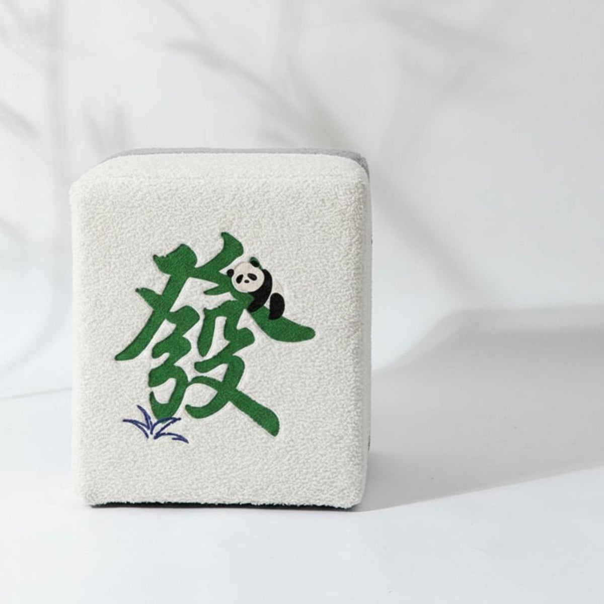 Plush Surface Mahjong Tile Pouf sturdy Wood Legs Low Stool dense Sponge Filling Footrest Multi-Purpose for Homeowners, Young Adults, Entryway, Living Room, Bedroom