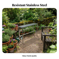 Rust-Resistant Single-Tier Slatted Bench Indoor & Outdoor Use Plant Stand Long-Lasting Construction Storage Rack Simple Design for Gardeners, Homeowners, Apartment Dwellers, Balcony, Outdoors, Garden, Living Room