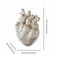 Detailed Heart Vase Artistic Design Cardiac-Wall Vase Decorative Centerpiece Plant Terrarium for Garden, Living Room