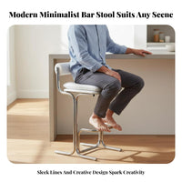 Bauhaus Aesthetic Bar Stool with Backrest Built-in Footrest Padded Cylindrical Frame Stool Designer Inspired Counter Chair Cushioned Seat and Back for Cafe Owners, Homeowners, Adults, Kitchen Island, Restaurant, Dining Room, Office