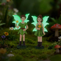 2 Pieces Garden Fairy Pair Miniature Fairy Figurines Hand-Painted for Planter