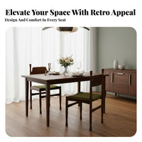 Thickly Padded Cushion Retro Wooden Dining Chair Sturdy Construction Upholstered Solid Wood Chair Ergonomic Design Indoor Furniture Easy Assembly for Homeowners, Families, Adults, Kitchen, Living Room, Restaurant, Home Office