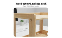 Waterproof Wooden Printer Stand Space-Saving Solid Wood Office Rack Polished Edges Multi-Layer Desktop Organizer Rounded Corners for Students, Study Room, Kitchen