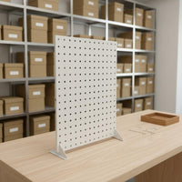 Metal Pegboard Display Stand Portable Metal Pegboard Display Space-Saving Freestanding Perforated Panel for Vendors, Desk
