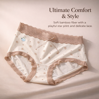 High Waist Briefs for Women with Bamboo Fiber and Silk Gusset, Plus Size Knickers with Lace Trim for Everyday Wear, Breathable Underwear