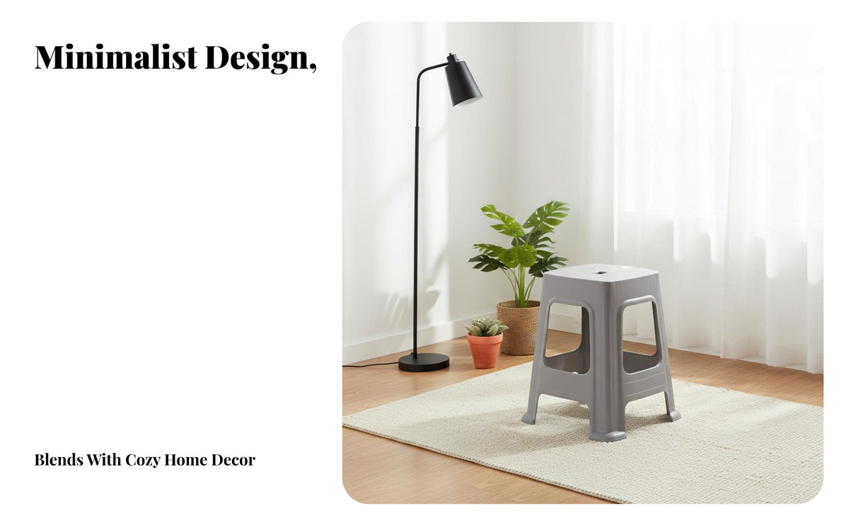 Easy to Clean Thickened Plastic Stool Space-Saving Non-Slip Household Stool Long-Lasting Structure Small Seat for Homeowners, Families, Living Room, Kitchen, Office, Restaurant