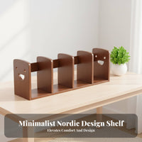 Desktop Bookshelf Solid Wood Student Desk Organizer Space-Saving Wooden Book Holder for Students, Home Office Workers, Study Room