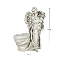 Artistic Design European Design Angel Flower Pot Detailed Carving Vintage Angel Flower Pot Stable Base Resin Garden Statue Hand-Carved for Gardeners, Courtyard, Patio, Balcony