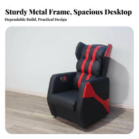 Minimalist Design Gaming Desk and Sofa Chair Combo Ergonomic Computer Table Set Reinforced Frame Workstation Furniture Multi-Functional for E-Sports Players, Home Users, Internet Cafe Owners, Bedroom, Study Room