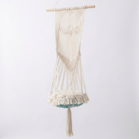 Hanging Cat Bed Round Rope Basket, Hand-Woven Swing Hammock with Tassel Detail, Ceiling Mounted Cat Hammock for Indoor Balcony Resting