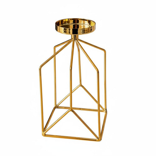 Iron Art Candle Holder Romantic Atmosphere Nordic Candlestick Minimalist Geometric Metal Candlestick for Candlelight Dinner, Living Room