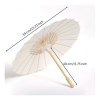 Traditional Paper Umbrella with Bamboo Frame White Blank Paper Umbrella Customizable Bamboo Sun Shade Unpainted for Artists