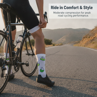 Cycling Socks Mid-Calf Professional Racing Sports Socks for Hiking Trail Running Mountaineering Breathable Quick-Dry Cartoon Design