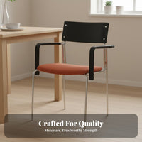 Retro Design Upholstered Armchair with Metal Frame Soft Padded Cushions Cushioned Metal Frame Seat ErRetro-Inspirednomic Backrest Dining Chair Easy Assembly for Homeowners, Office Workers, Readers, Kitchen, Living Room, Bedroom, Reading Nook