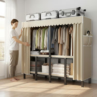 Easy Assembly Foldable Wardrobe Space-Saving Design Collapsible Storage Wardrobe Sturdy and Stable Installation-No-Assembly Clothes Rack Heavy-Duty Frame for Renters, Students, Rental Room, Temporary Housing