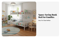 Metal Bunk Bed Frame Space Saving Steel Bunk Bed High Guardrail Bedroom Furniture for Teenagers, Students, Small Apartment, Dormitory, Dorm Room