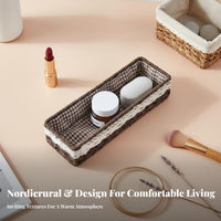 Narrow Woven container with Liner multipurpose Household Storage for Makeup Users