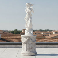 Stone-Look Classical Statue Freestanding Sculptural Figure Decorative Statue with Base Carved for Home Decorators, Art Collectors, Gallery, Entryway, Patio, Garden