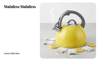 Steaming Tea Kettle Induction Compatible Stainless Beverage Kettle Gas Cooktop Whistling Teapot for Home