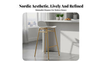 Nordic Design Backrest Bar Stool Modern Minimalist Design Counter Chair Built-in Footrest Seating Furniture Sturdy Construction for Interior Designers, Business Owners, Cafe, Restaurant, Kitchen Island, Dining Room