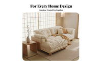3-Seater plush Sofa Japanese Inspired 3-Seater Sofa Wood Frame Couch for Homeowners, Young Adults, Apartment, Studio Flat, Lounge Area