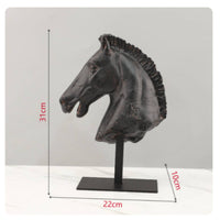 Horse Head Sculpture Rustic Horse Head Statue Retro for Entryway, Study