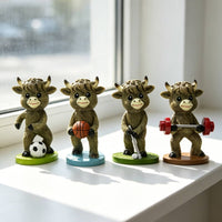 Bovine Figurine Cartoon Bovine Figurine with Resin Base Toy for Shelf, Desk