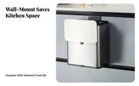 Rectangular Wall-Mounted Trash Bin Rounded Edges Wall-Mounted Waste Bin Black Trim Household Organizer Space-Saving for Kitchen, Cabinet