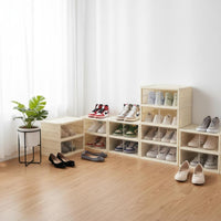 Space-Saving Plastic Shoe Storage Box Dustproof Stackable Plastic Shoe Storage Dust-Proof Installation-Effortless for Entryway, Closet, Bedroom