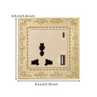 Antique Gold Decorative Outlet Panel Ornate Retro Socket Plate Vintage Embossed Wall Plate Metal for Interior Designers, Homeowners, Living Room, Bedroom, Hotel