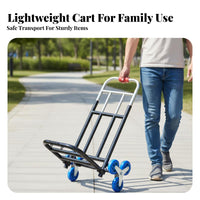 Foldable Hand Truck Lightweight Folding Hand Truck Adjustable Handle Portable Transport Trolley for Homeowners, Commuters, Shopping, Travel, Outdoors