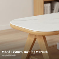 Mid-Century-Century Modern Design Low Table with Storage Shelf Stable Construction Household Furniture Hidden Compartment Rounded Corner Top for Apartment Dwellers, Homeowners, Telecommute Workers, Living Room, Small Compact Areas, Balcony, Lounge Area