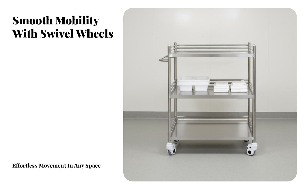 Heavy Duty Medical Instrument Trolley Long-Lasting Medical Service Cart No Assembly Required Beauty Salon Rolling Cart Easy to Clean for Laboratory Technicians, Restaurant Employees, Home Users, Hospital, Medical Center, Laboratoryoratory Oratory