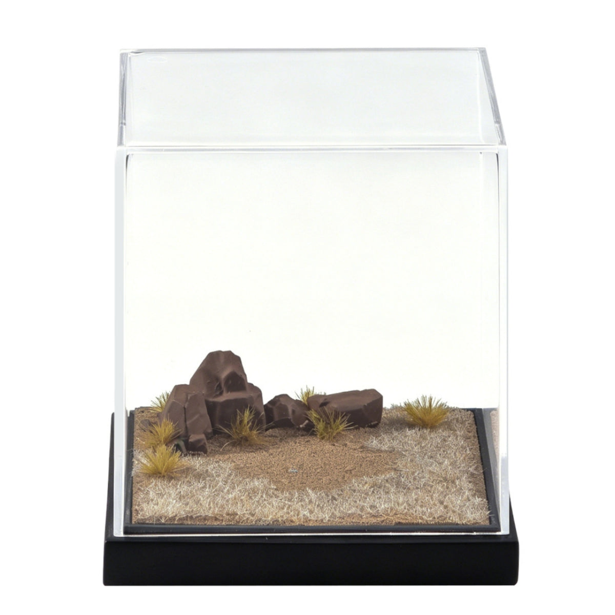 Diorama Base with Acrylic Cover Realistic Model Display Case with Terrain Transparent Miniature Scene Display for Home Decor