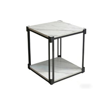 Nordic design Square Accent Table Sintered Stone Top Nightstand Minimalist Design Water Dispenser Stand Multi-Functional for Apartment Dwellers, Homeowners, Students, Living Room, Bedroom, Office