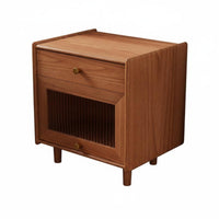 Japanese design Single-Drawer Nightstand Natural Finish Bedside Table Minimalist Design Bedroom Furniture Ample Storage for Homeowners, Students, Renters, Small Spaces, Living Room, Home, Office