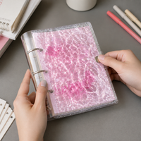 Portable A7 3-Ring Mini Binder Notebook with Wavy Clear Cover