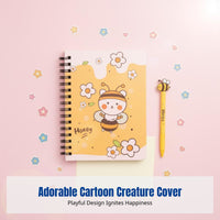 Cute Cartoon Notebook, A6 Spiral Loose-Leaf, Student Pocket Notebook, Creature Design, Stationery Gift