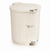 Large 40 Litre Kitchen Bin, Pedal Kitchen Bin for Food Scraps, Lidded Cylindrical Waste Bin, Easy Clean Material