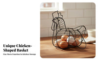Portable Handle Chicken Shaped Egg Basket Hollow-out Design Chicken Egg Basket Multi-Functional for Pantry, Dining Table