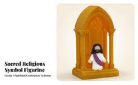 Architectural Miniature Stone-Like Finish Tabletop Figurine Display Molded Arched Backdrop Figurine