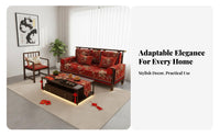 Auspicious Bird and Flower Pattern Red Chinoiserie Sofa Mat Washable Sofa Slipcover Easy to Install Couch Protector Anti-Slip for Newlyweds, Homeowners, Families with Children, Wedding Celebration, Festive Occasions, Living Room