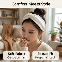 Face Washing Headband for Makeup, Wide with Checkered Pattern Geometric Design, Cross for and Skincare Routine, Beige